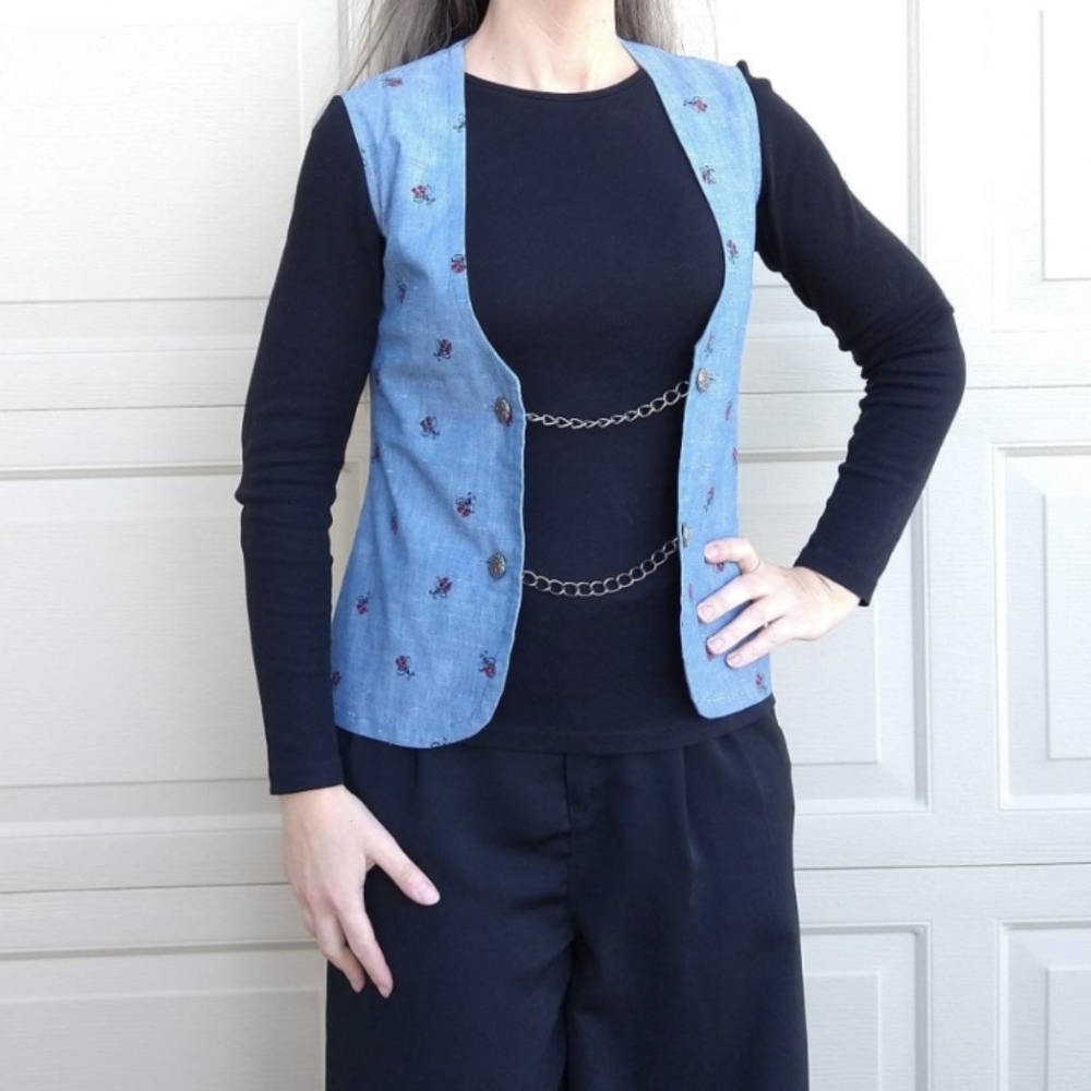 karine vest - navy chambray